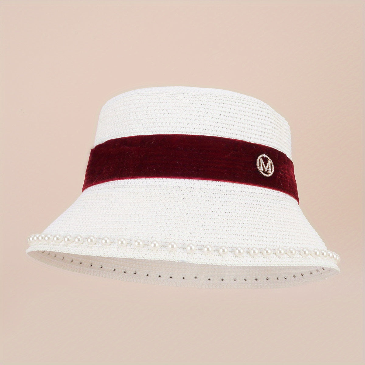 Grass Woven Pearl M Standard Bucket Hat Unisex Sunshade Fisherman Hat
