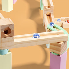 Colorful Wooden Marble Track Toy Building Blocks Set Fun Educational Puzzle Game