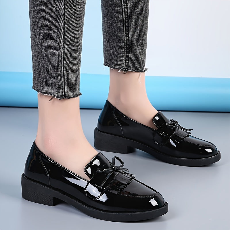 Women's Platform Bow Loafers Slip On Shoes Lightweight