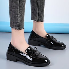 Women's Platform Bow Loafers Slip On Shoes Lightweight