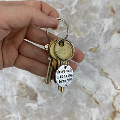 Stainless Steel Drive Safe Keychain Valentine's Gift