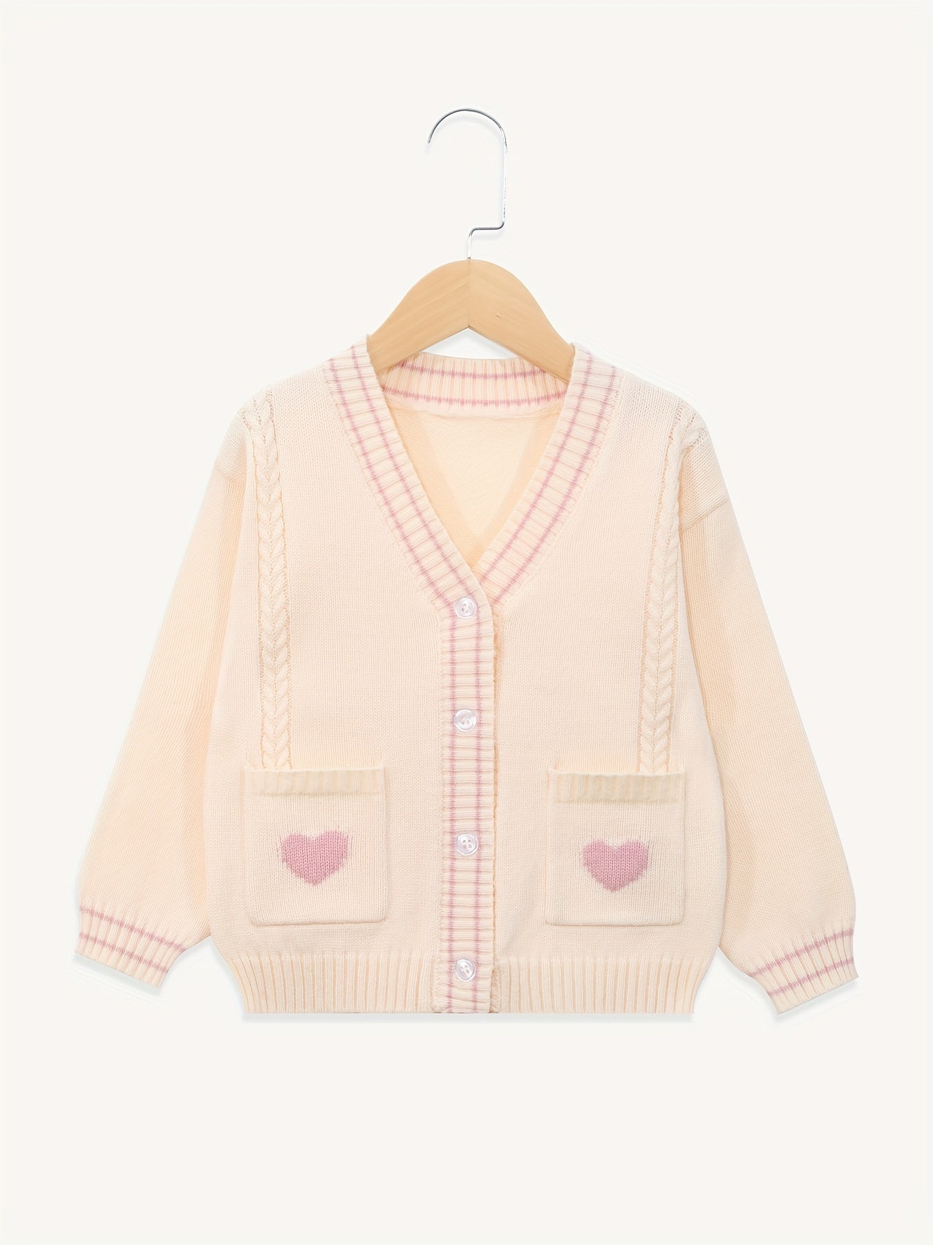 Girls Twist Knit V Neck Button Cardigan Sweater For Fall Winter