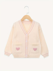 Girls Twist Knit V Neck Button Cardigan Sweater For Fall Winter