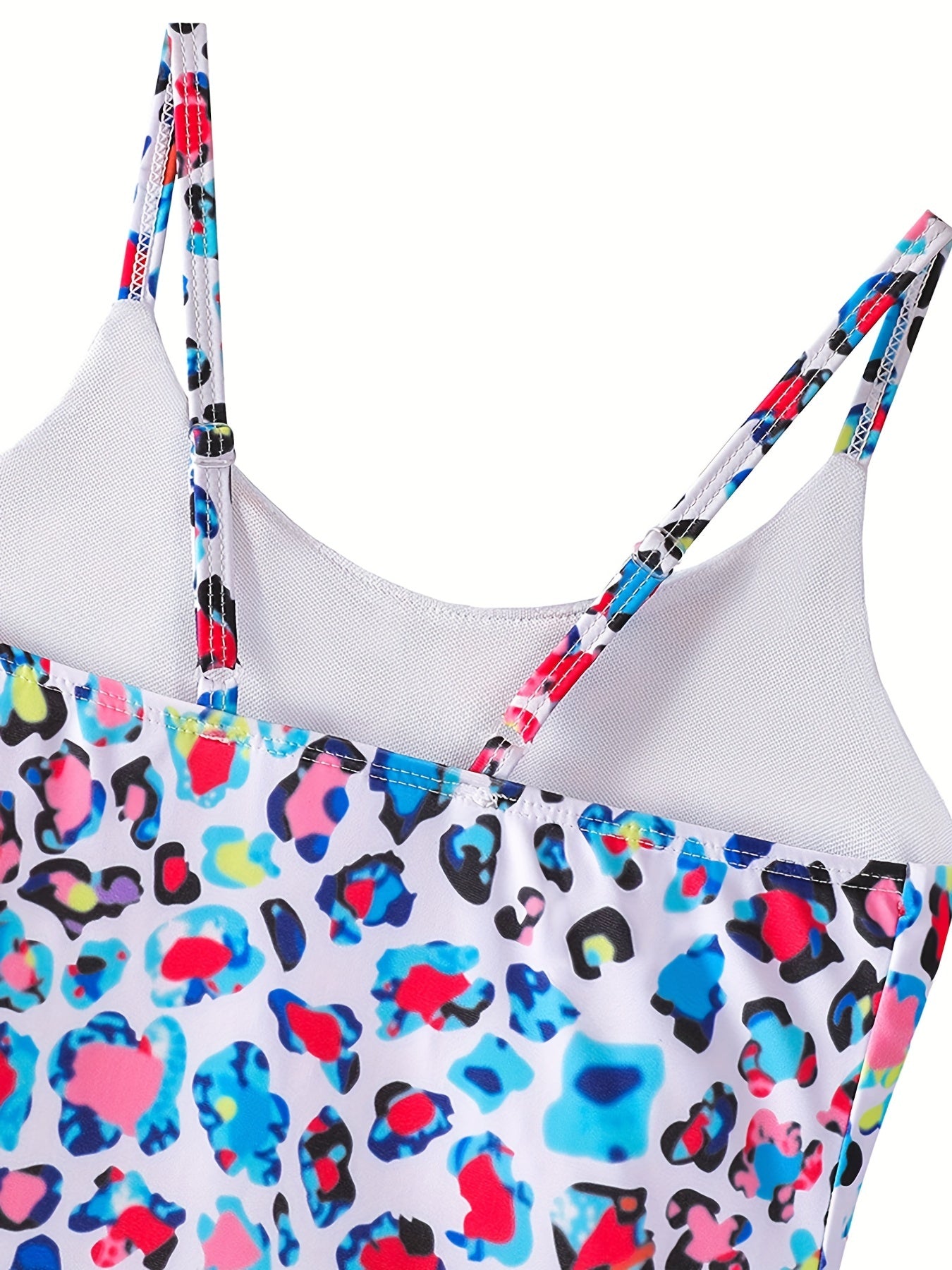 Toddler Girls Leopard Ruffle Trim Cami One Piece Swimsuit