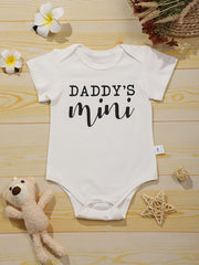 Baby Boys Daddy s Mini Print Romper Short Sleeve Cotton Bodysuit