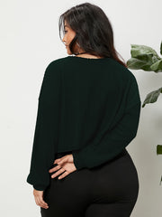Ribbed Lantern Sleeve Crop Knit Top