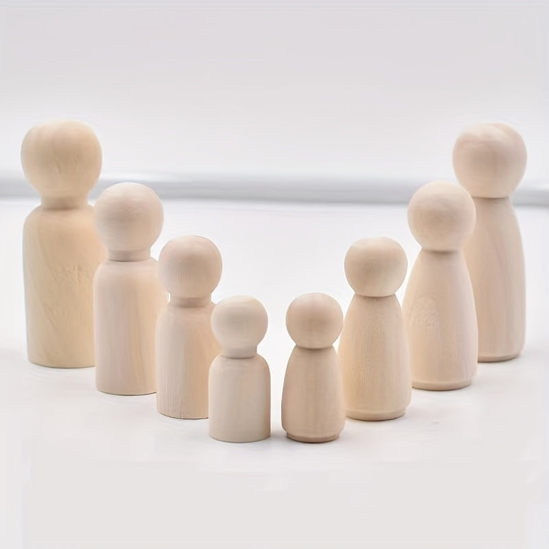 4pcs 8pcs 35MM 1.38IN 15MM 0.59IN Wooden Figures DIY Wooden Dolls