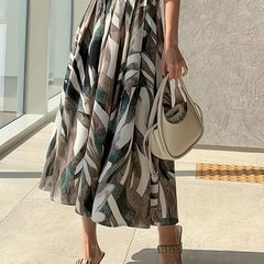 Spring & Summer High Waist Swing Skirt All-over Print