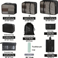 9 Pcs Travel Luggage Bag Sets, Dustproof Lightweight Organizers