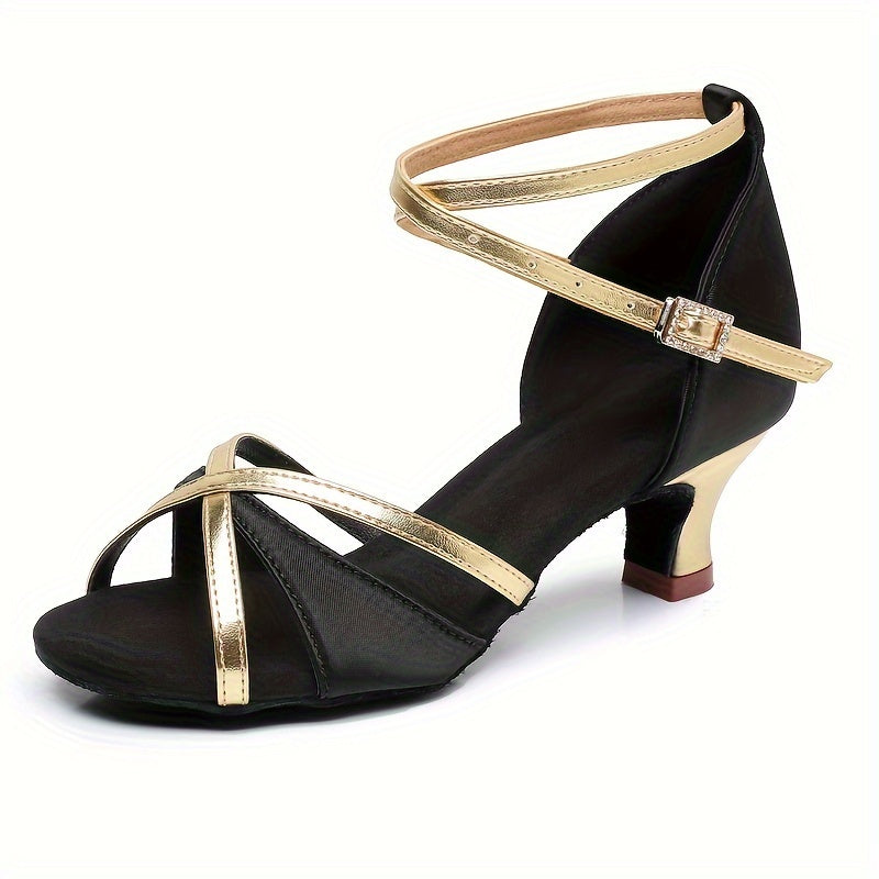 Women's Non Slip Satin Latin Dance Shoes Medium Heel