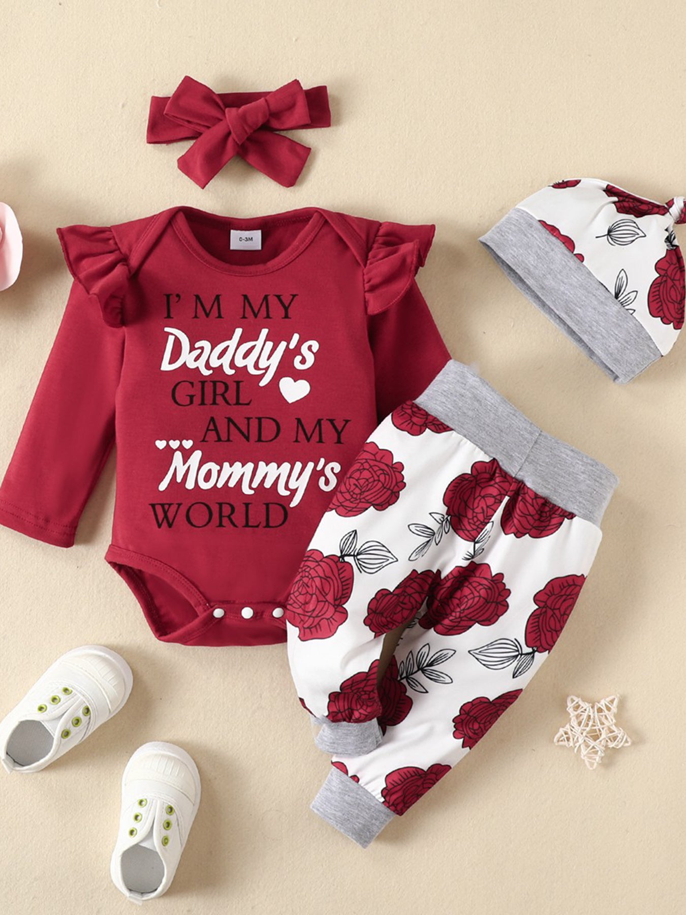 Floral Print Romper For Baby Girls