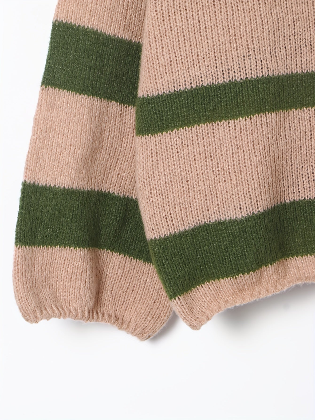 V-Neck Striped Sweater Long Sleeve Loose Jumper
