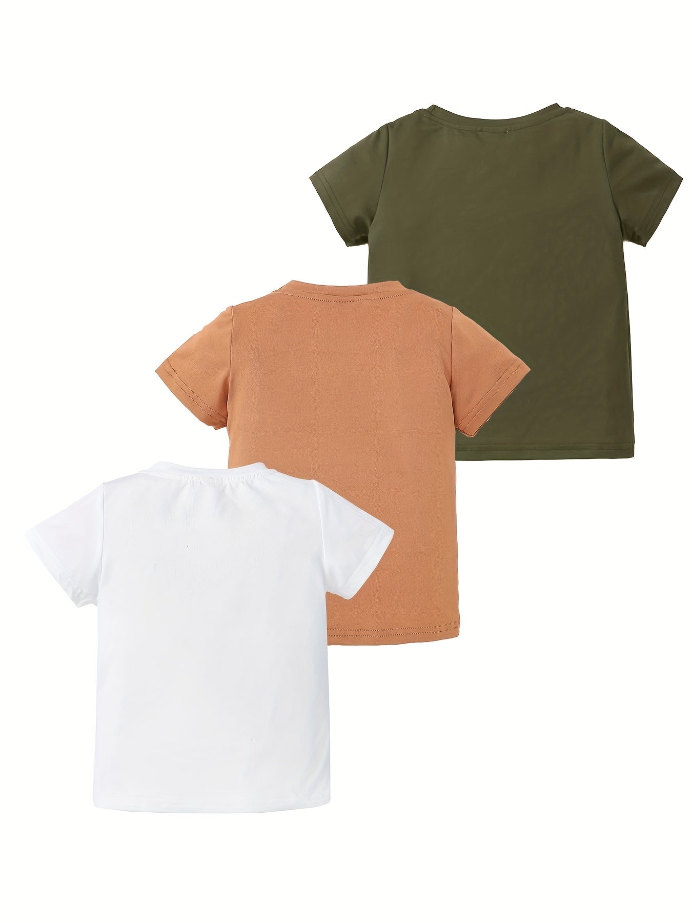 3pcs Toddler Girl's Short Sleeve Summer T Shirts Crew Neck Basic Tee Set