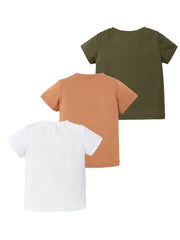 3pcs Toddler Girl's Short Sleeve Summer T Shirts Crew Neck Basic Tee Set