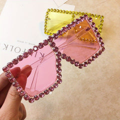 Y2K Square Sunglasses Oversized Rhinestone Eyeglasses