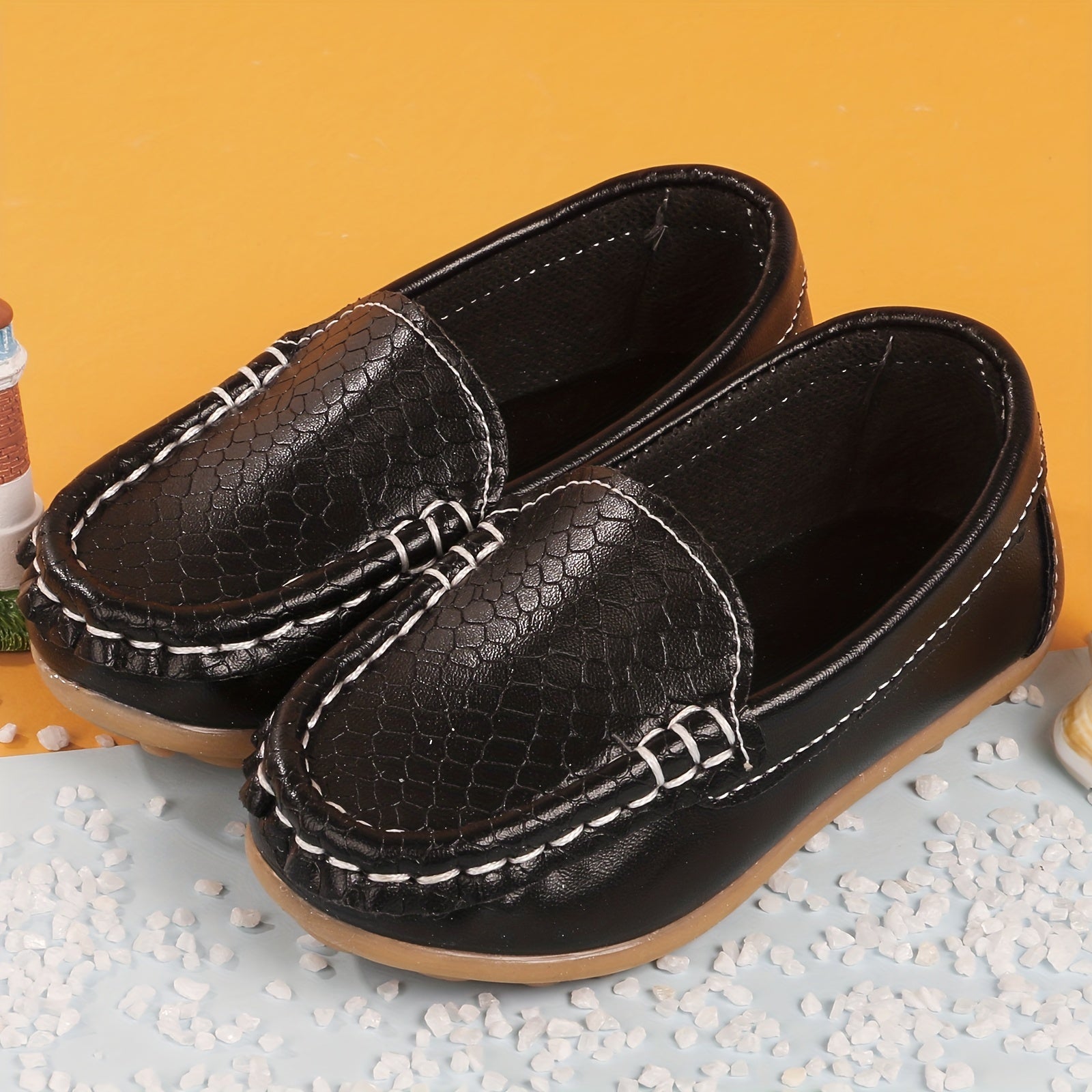 Boys Casual Loafer Shoes Non-slip Stitching Flat Shoes for Toddler