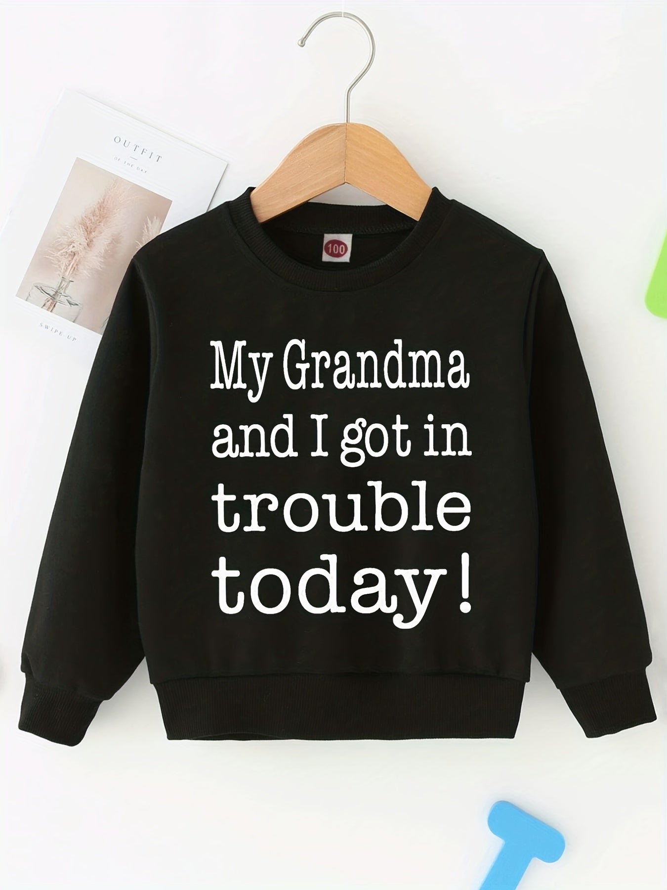 Letter Print Boys Casual Pullover Hooded Sweatshirt
