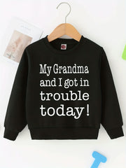 Letter Print Boys Casual Pullover Hooded Sweatshirt