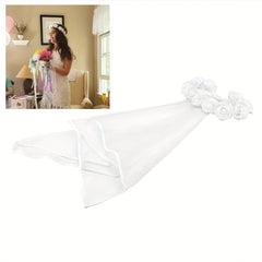 Bohemian Floral Crown & Tulle Veil Bridal Accessory