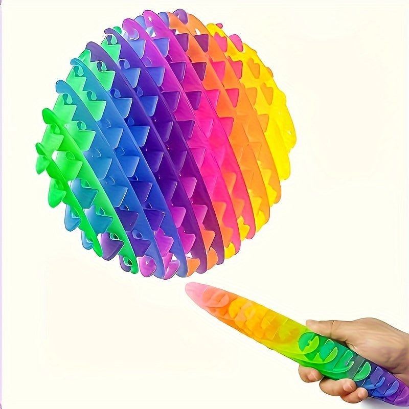 Rainbow Pop Tube Fidget Toy Bug PVC Pull Stretch Colorful Pocket Sized Gag Gift