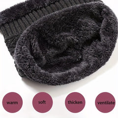 Men's Knitted Wool Cycling Hat and Scarf Set