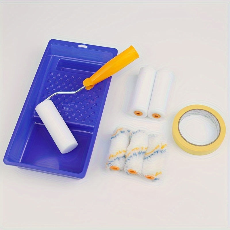 Paint Roller Brush Set with Tray and Covers, 3 Foam and 3 Polyester Rolls