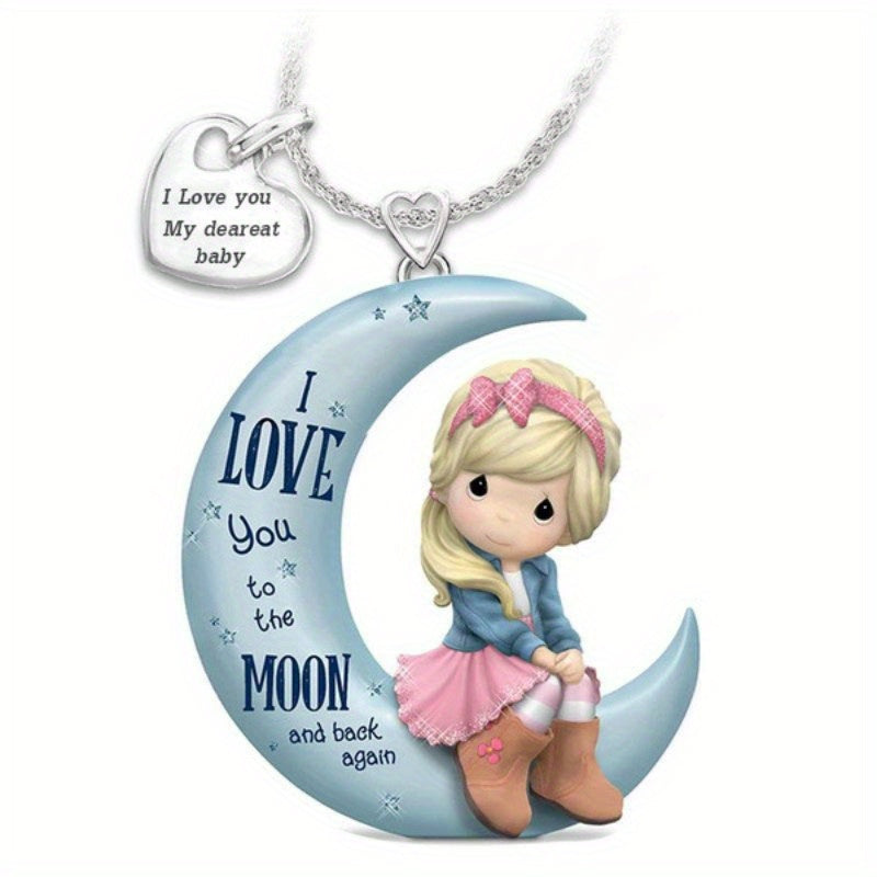 Moon Girl Pendant Alloy Necklace Decorative Accessories Gift