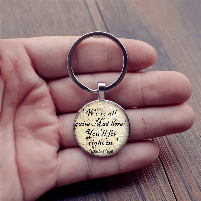 Vintage English Handwriting Keychain Necklace Bag Charm Accessories