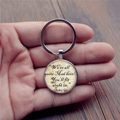 Vintage English Handwriting Keychain Necklace Bag Charm Accessories