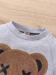 Bear Pattern Baby Boy's 2pcs Sweatshirt & Sweatpants Set - Toddler Kids Clothes