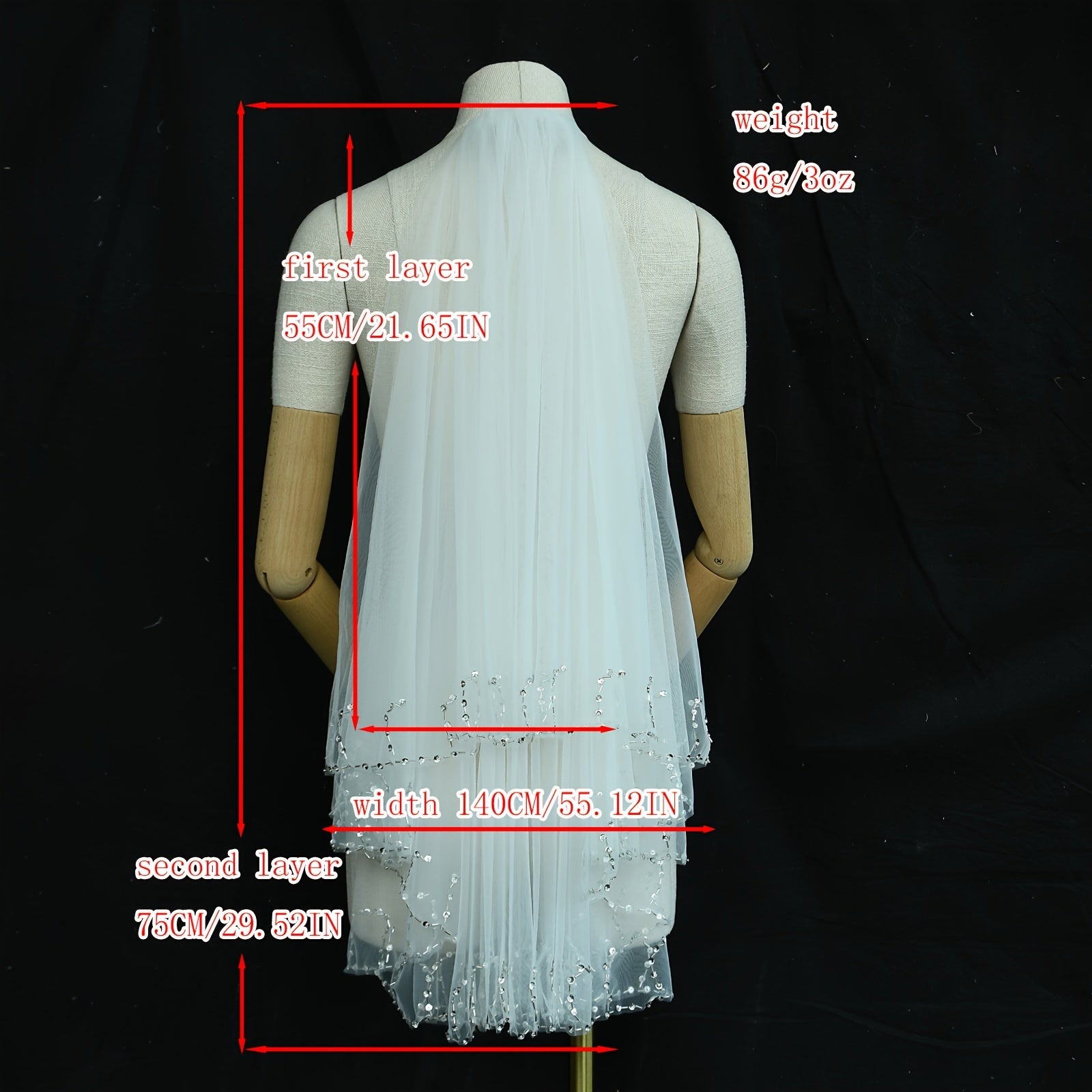 Bridal Bridesmaid Veil Accessory with Sequins High End Short 0.75M Hair Comb