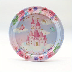 Princess Castle Butterfly Party Set w/ Plates, Napkins & Tablecloth