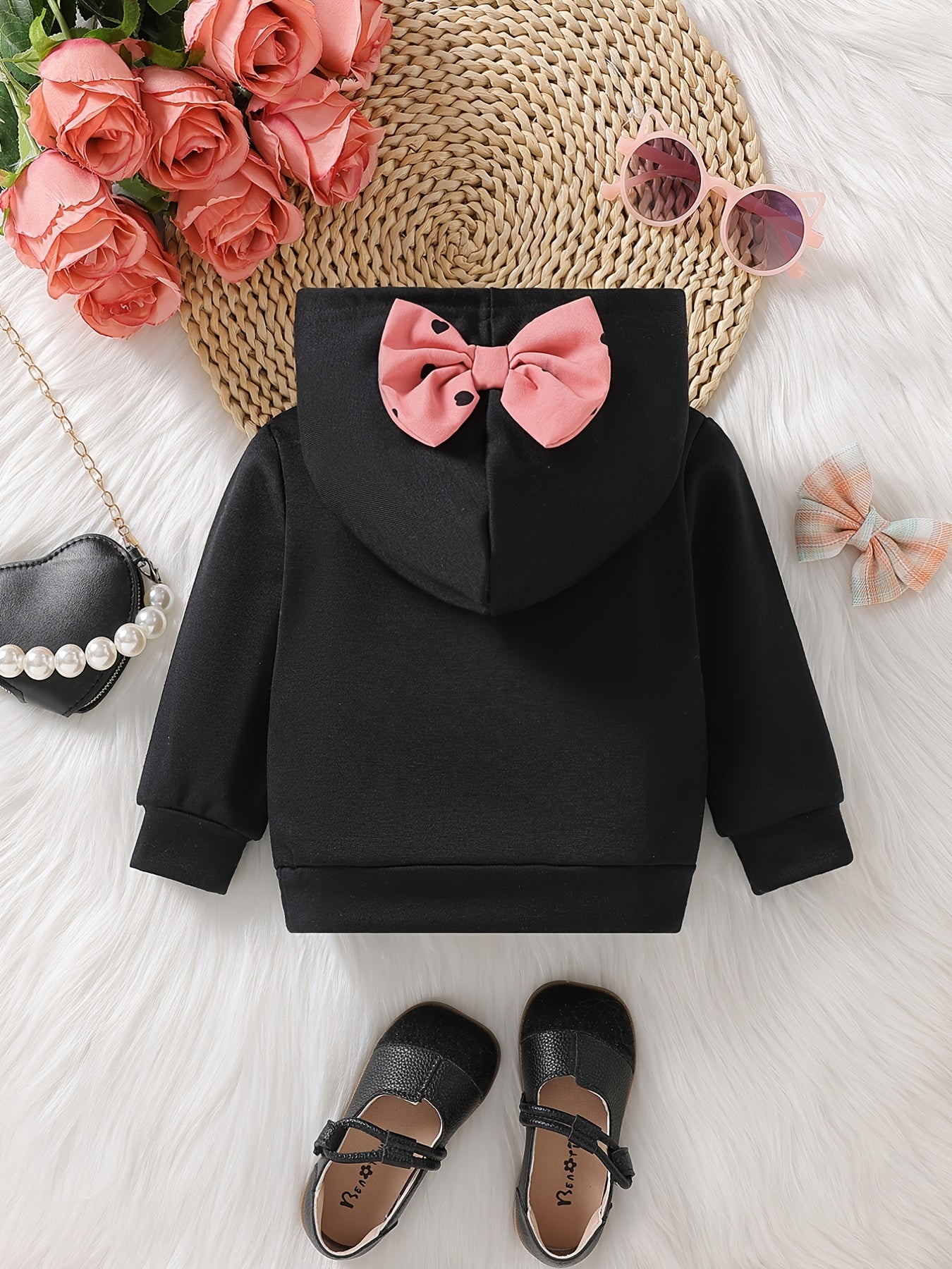 Baby Girls Kitty 3D Print Bow Hooded Sweatshirt Kids Stylish Hoodie