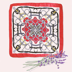 Vintage Carriage Print Bandana Shawl Satin Scarf Neckerchief Head Wrap