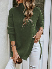 High Neck Stretch Tunic Sweater