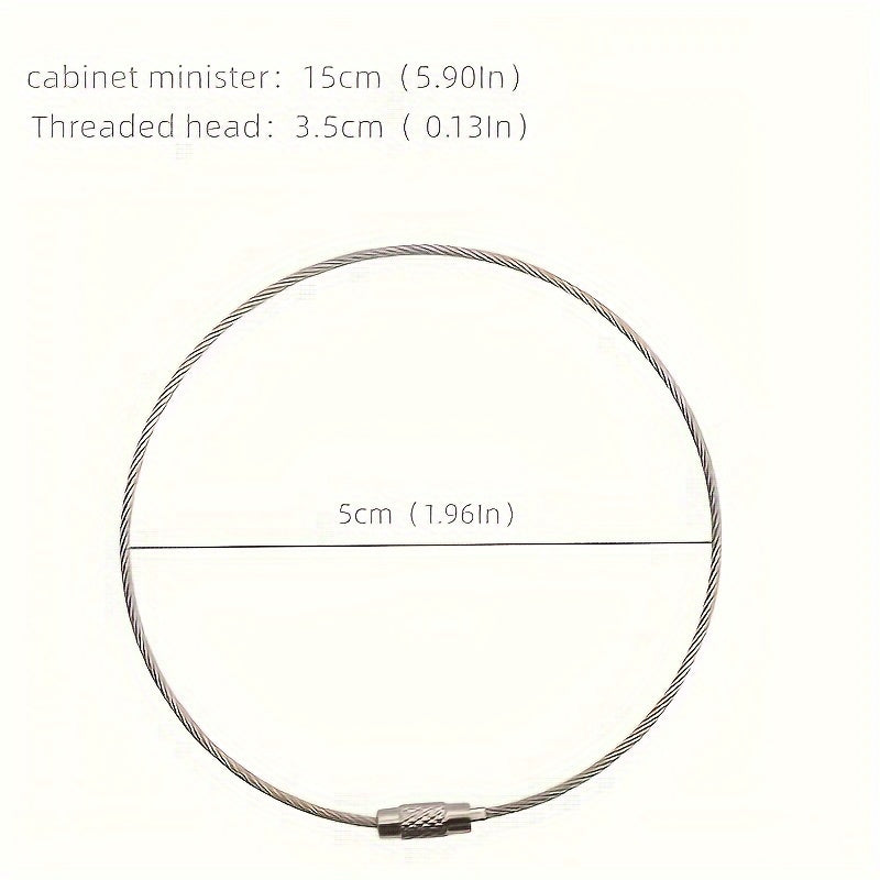10pcs Stainless Steel Wire Keychain Braided Key Ring Holder Key Chain