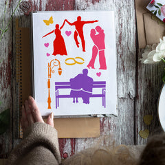 12pcs Romantic & Festive Stencil Set for Scrapbooking, Durable Craft Supplies
