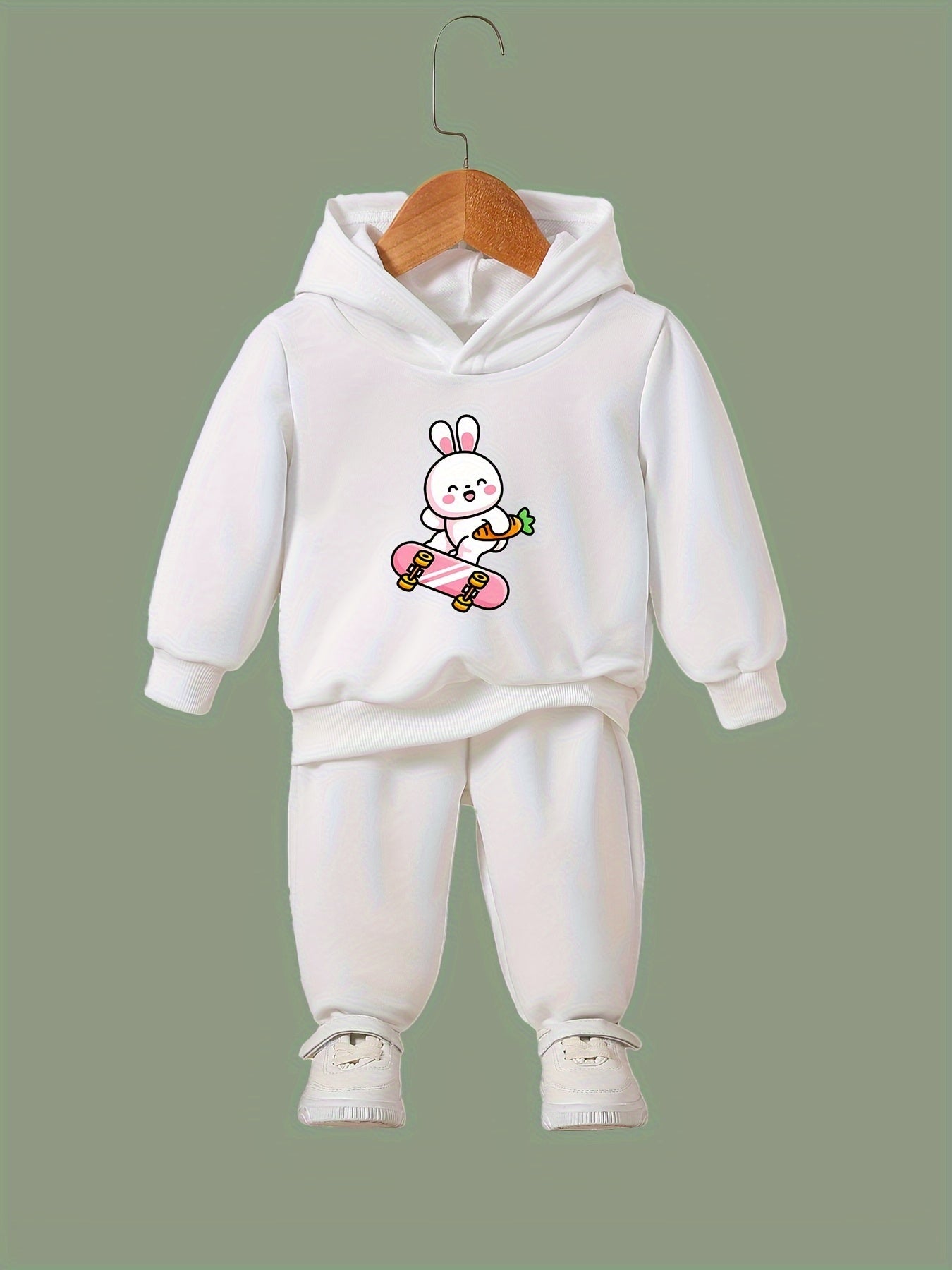 OERYUI Skate Bunny Hooded Pullover Pants Set - Sports Spring Fall Gift