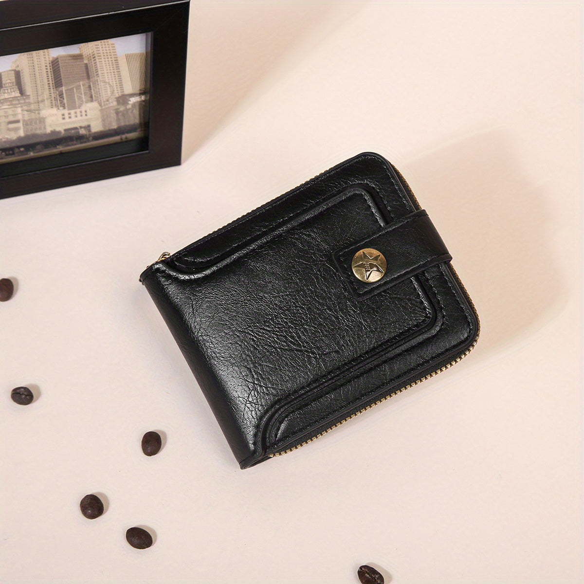 Business Flap Card Slot Zipper Wallet