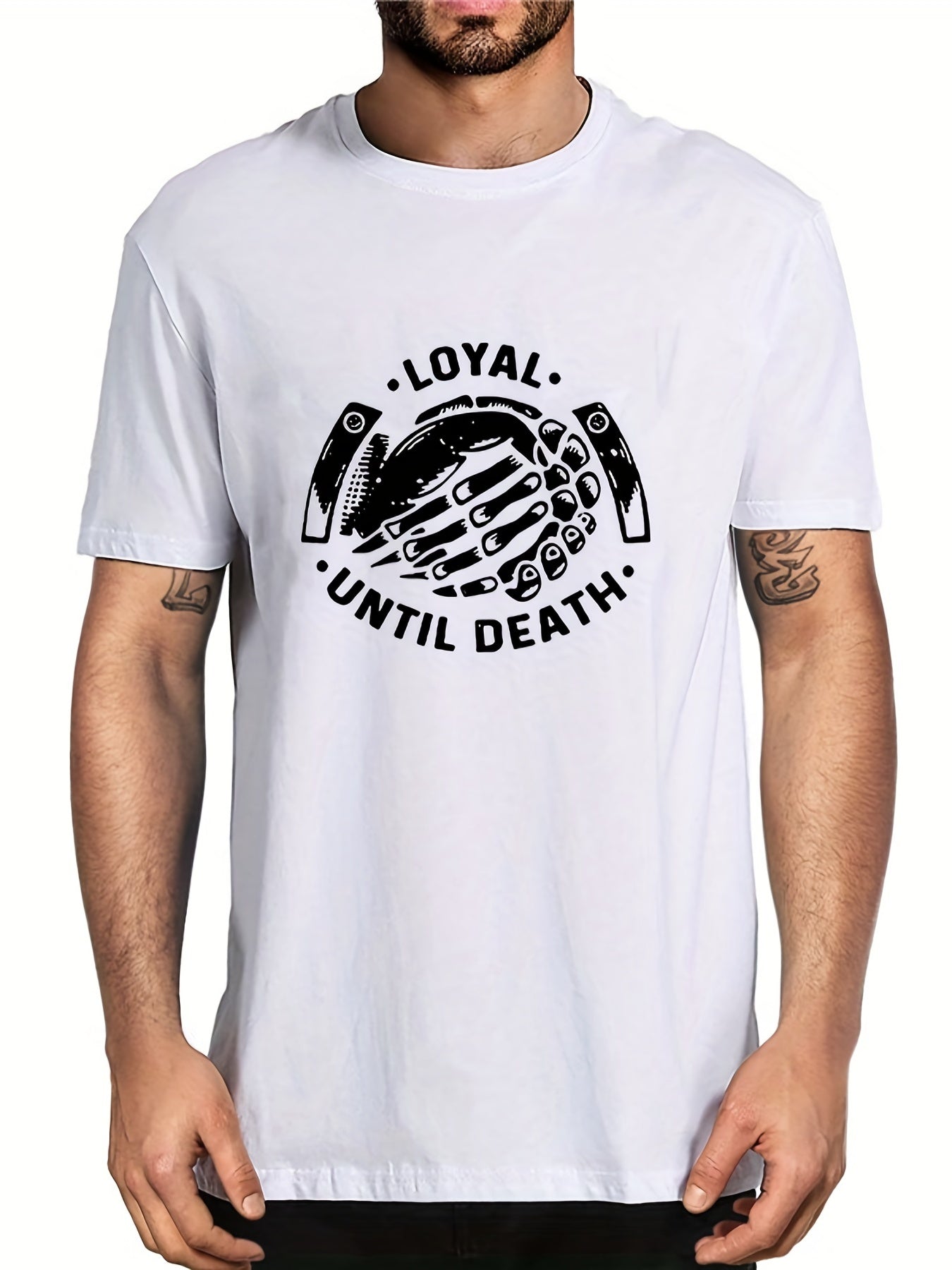 Men's Loyal Until Death Letter Print T-shirt