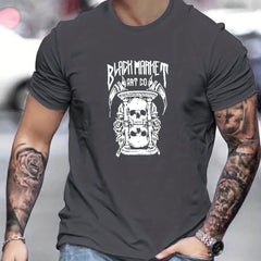 Men's Skull Hourglass Graphic T shirt Casual Stretch Tee