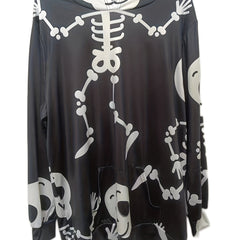 Skull Print Long Sleeve Hoodie With Pocket