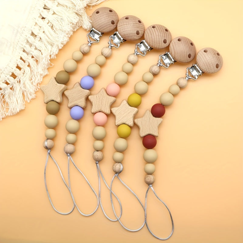 Silicone Pacifier Clip Baby Teething Toys With Star Pattern
