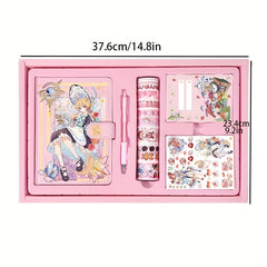 Cute Cartoon Notebook Set for Girls with Stickers & Tapes