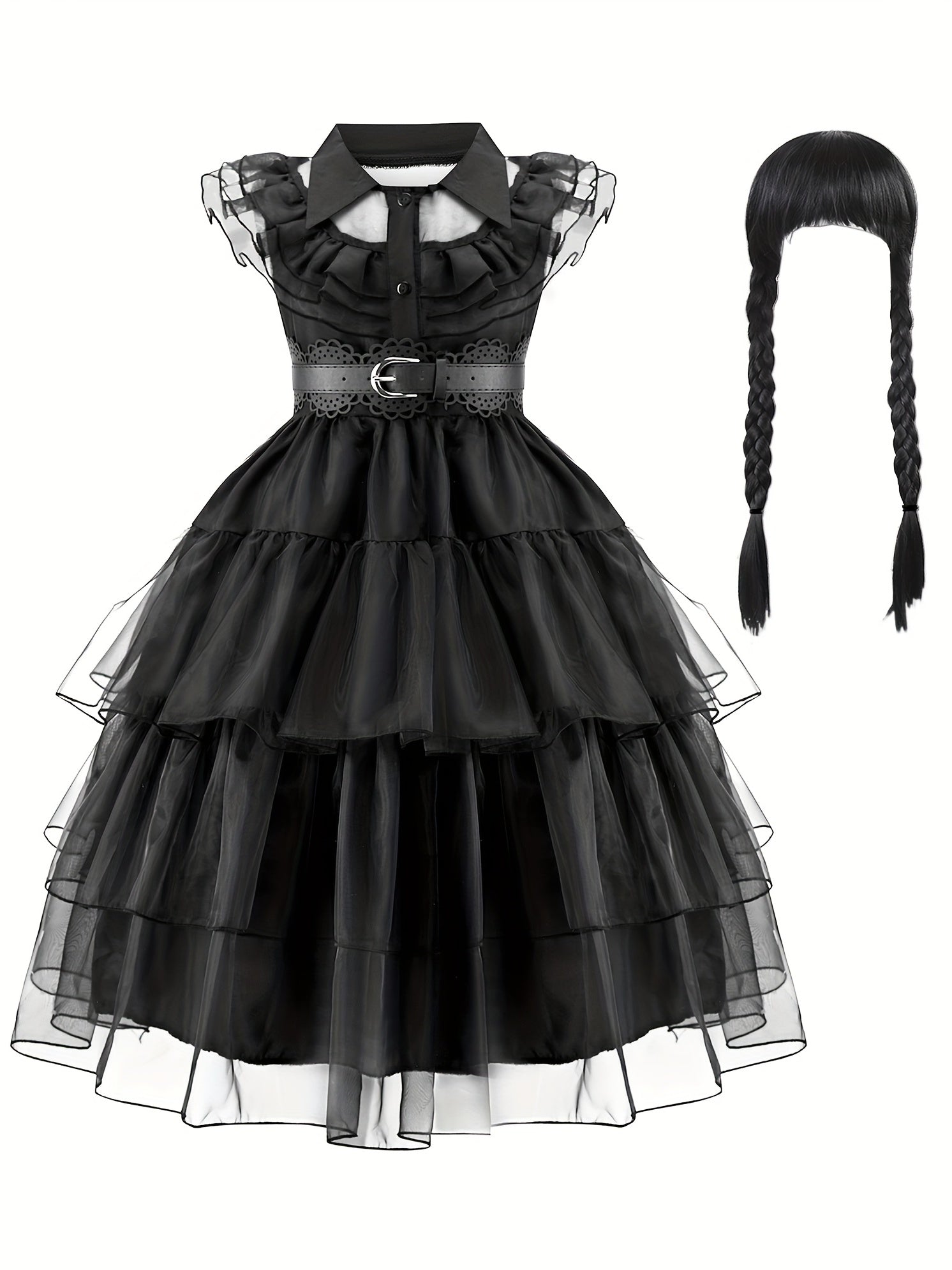 Kids Girls TV Series Princess Costume Dress Set with Wig & Necklace