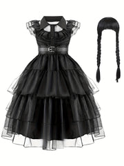 Kids Girls TV Series Princess Costume Dress Set with Wig & Necklace