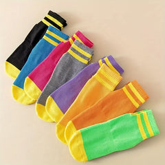 5 Pairs Boy's Non Slip Socks Block Bottom Rubber Dot Comfy Breathable Unisex