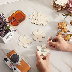Wooden Flower Hollow Disc Crafts Blank Flower Shape Ornaments DIY Decoration