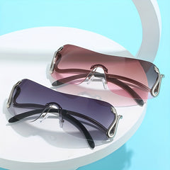 Y2K One Piece Sunglasses Snake Charm Gradient Rimless Glasses UV400