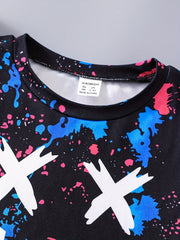 Boys Graffiti & Smile Face Print T-shirt & Shorts Set